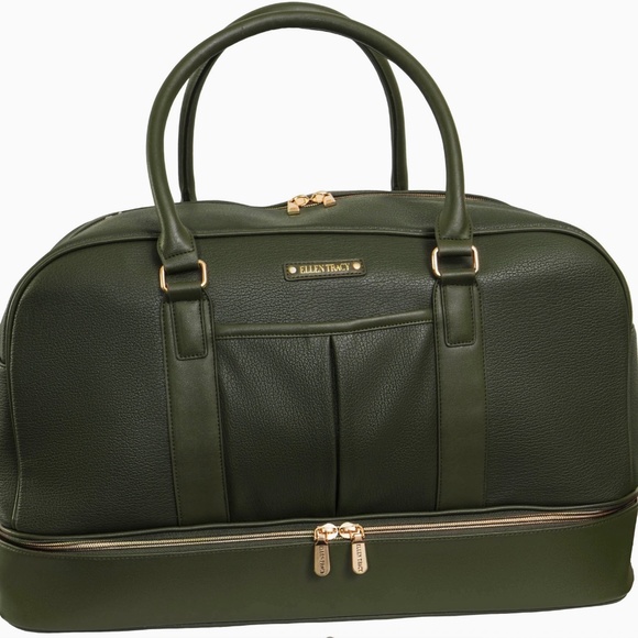 Ellen Tracy 20 Inch Pebble Grain Pocket Drop Bottom Duffel - Picture 2 of 5